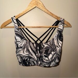 Victoria Sport by Victoria’s Secret Sports Bra: Black & White Marble Print
